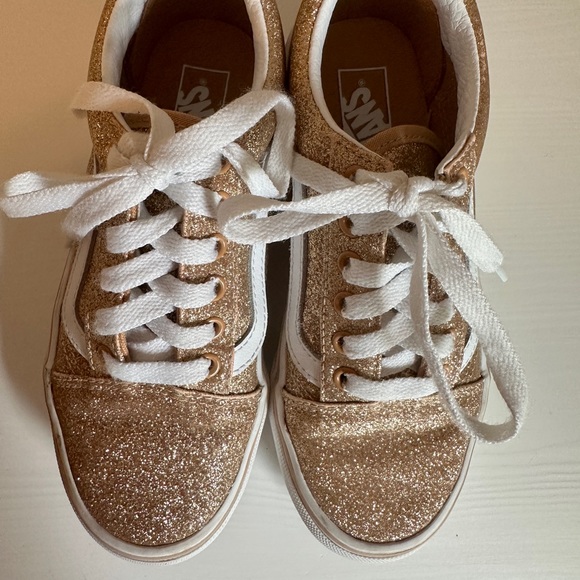 Vans Old Skool Glitter Skate Shoe - Little Kid - Amberlight - Picture 4 of 8